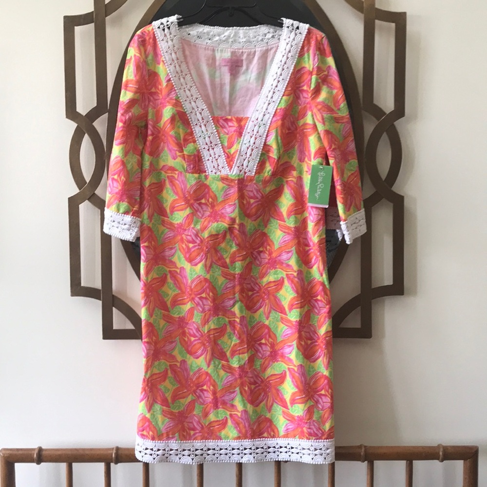 NWT Lilly Pulitzer Sherman Tunic Dress in Dandelion Yellow Tropical Beauty 🌺